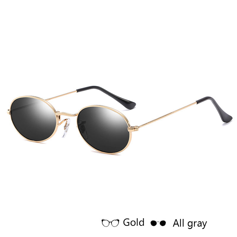 Fashion Women Sunglasses 2021 Famous Oval Sun Glasses Luxury Brand Metal Round Frames Black Small Cheap Eyewear
