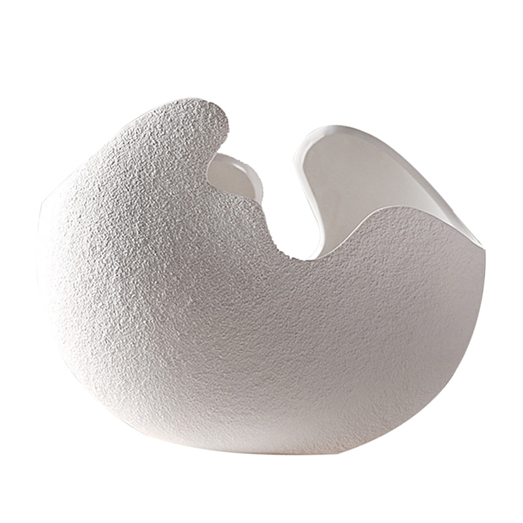 White Plain Baked Ceramic Eggshell Shaped Flower Pot