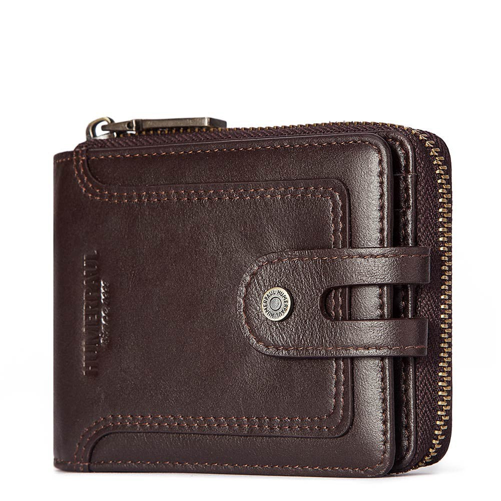 Anti-theft Brush Men's Leather Short Wallet