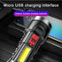 Battery Level Display Usb Rechargeable Flashlight Soft Light Side Light Handheld Flashlight For Hiking And Fishing