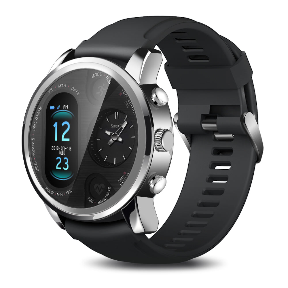 Smart watch with dual time zone display