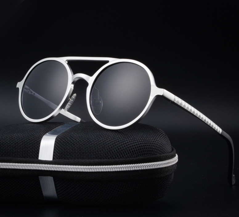 New men's polarized sunglasses Vintage round frame fashion sunglasses Aluminum magnesium glasses Driving sunglasses