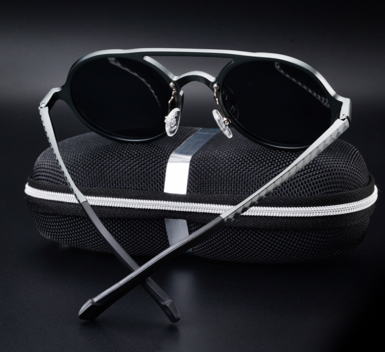 New men's polarized sunglasses Vintage round frame fashion sunglasses Aluminum magnesium glasses Driving sunglasses
