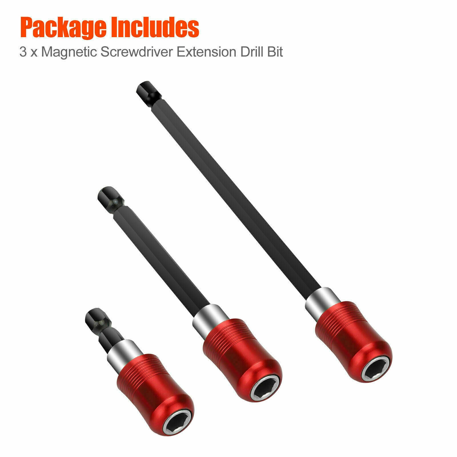 3pcs Hex Handle Quick Release Rod Magnetic Screwdriver Extended Bracket Drill Bit