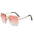 Fashion Rimless Square Oversized Sunglasses Women  Diamond Cutting Lens Gradient Sun Glasses