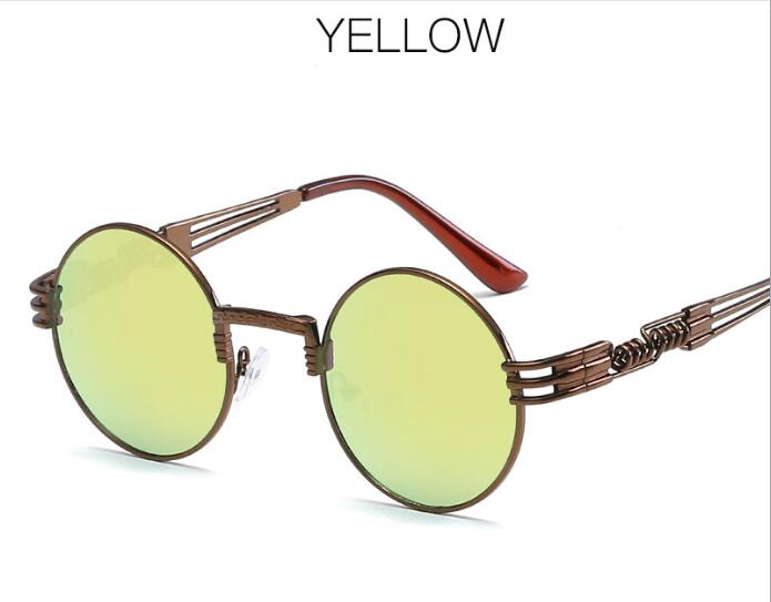 Gold Metal Fashion John Lennon Round Sunglasses Steampunk Sunglasses Mens Womens Retro Vintage Coating Mirrored Eyewear Shades