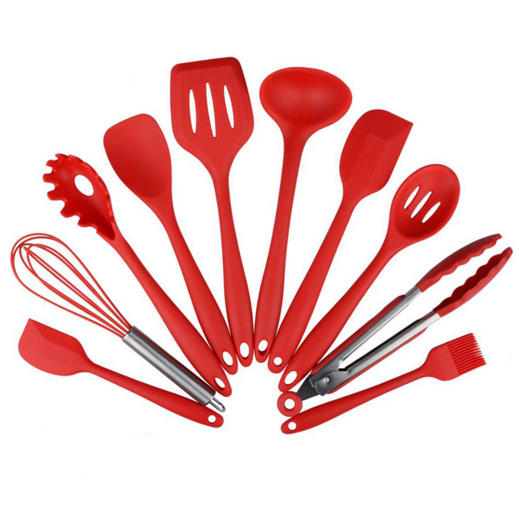 Silica gel kitchen utensils 10 pieces of non stick pan silica gel kitchenware suit environmental protection cooking scoop Tool kitchen utensils