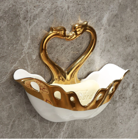 Swan Soap Box Non Perforated Non-marking Wall Ceramic Hanging Type