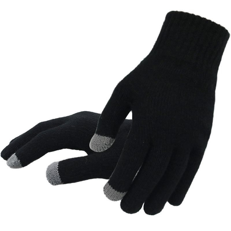 Warm knitted gloves for men in winter