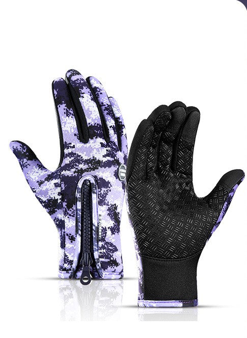Touch Screen Riding Motorcycle Sliding Waterproof Gloves Fleece