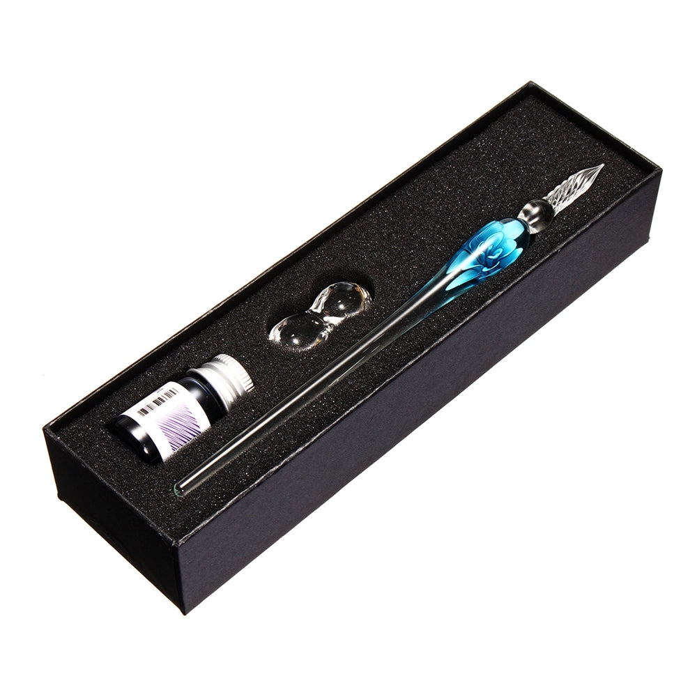 Vintage Glass Dip Ink Pen Fountain Pen Signature Pen With Ink & Gift Box Offices School Stationery 