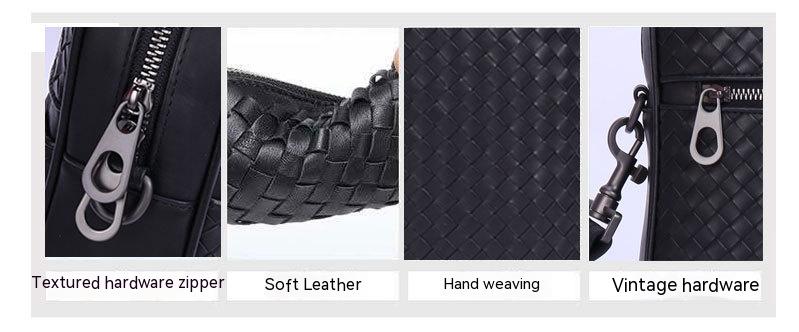 Men's Versatile Waxing Calf Skin Handmade Woven Men's Bag