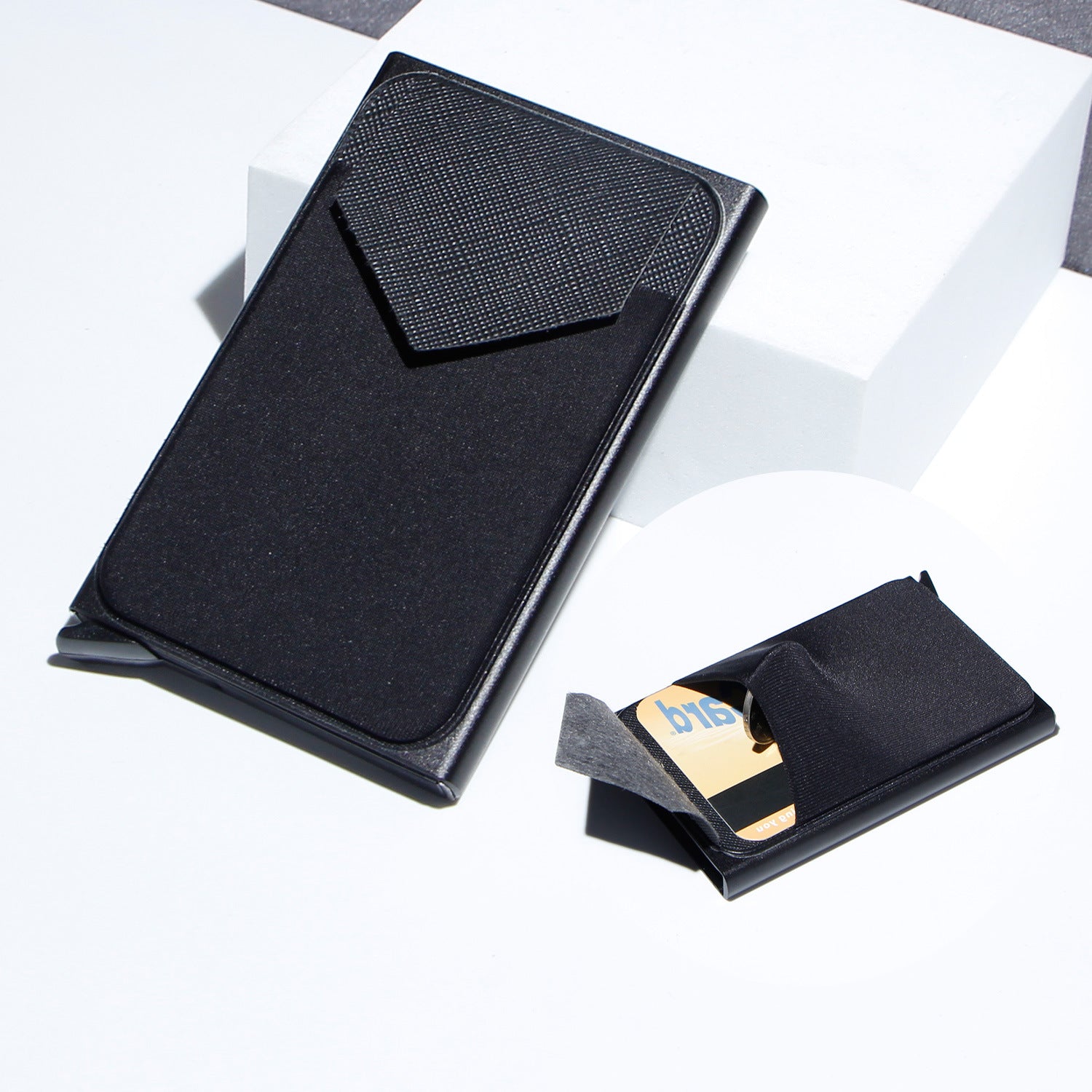 Metal Card Strap Lycra Cloth Anti-theft Swiping Aluminum Alloy Credit Card Box Business Card Case Multi Card Holder