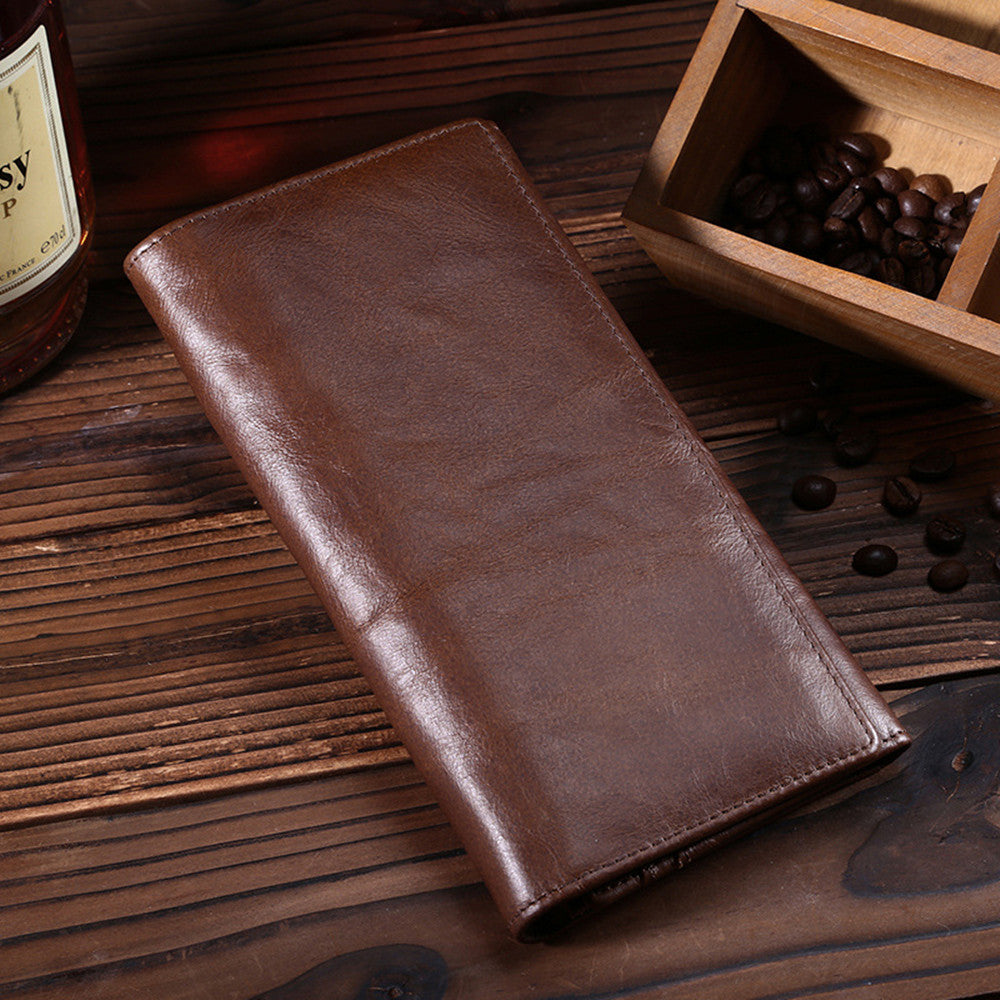First Layer Leather Wallet Long Vintage Oil Wax