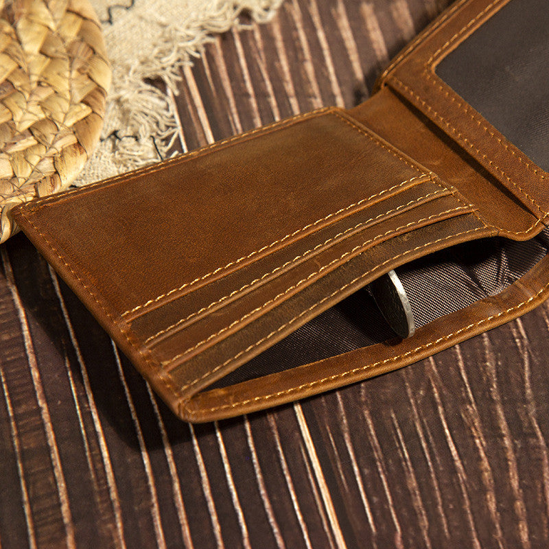 Men Wallet Horizontal Fashion Cephalic Layer Leather