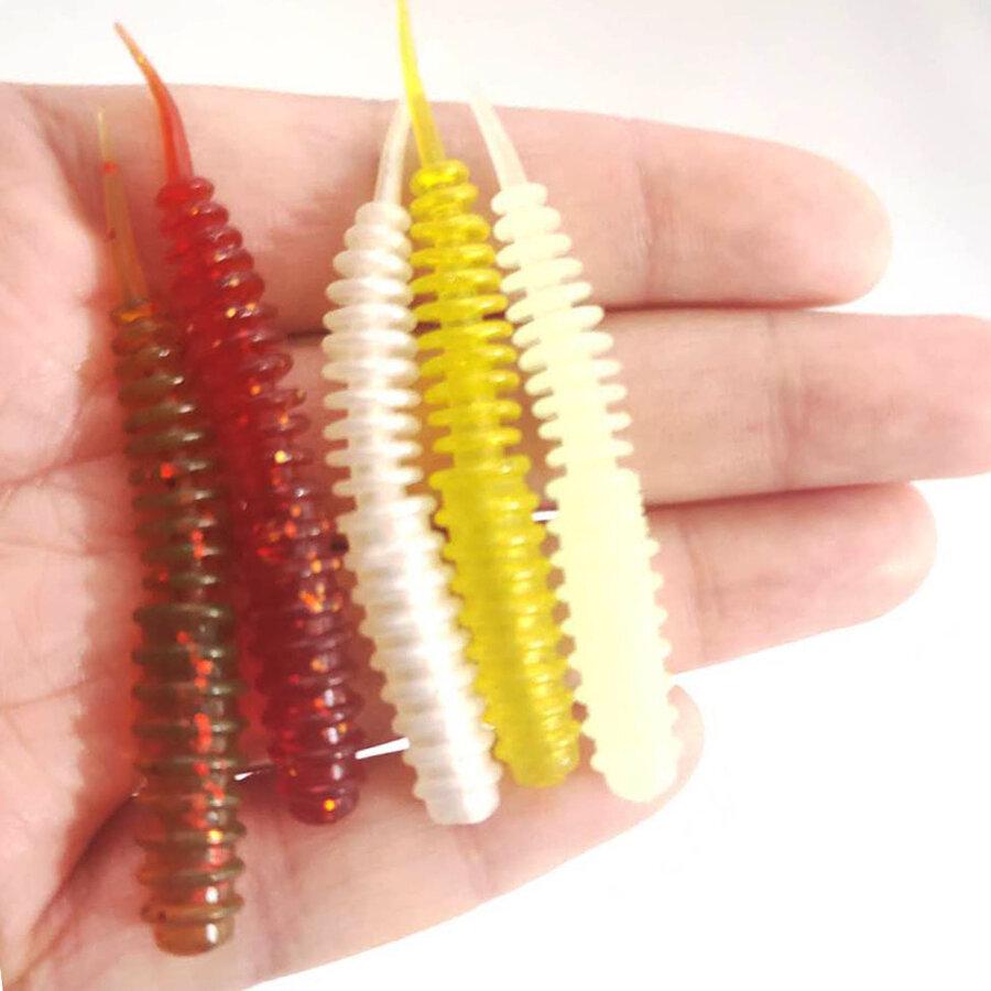 ZANLURE 10Pcs/Set 6cm 1.4g Silicone Soft Fishing Worm Baits Artificial Pesca Spiral Bass Fishing Lure