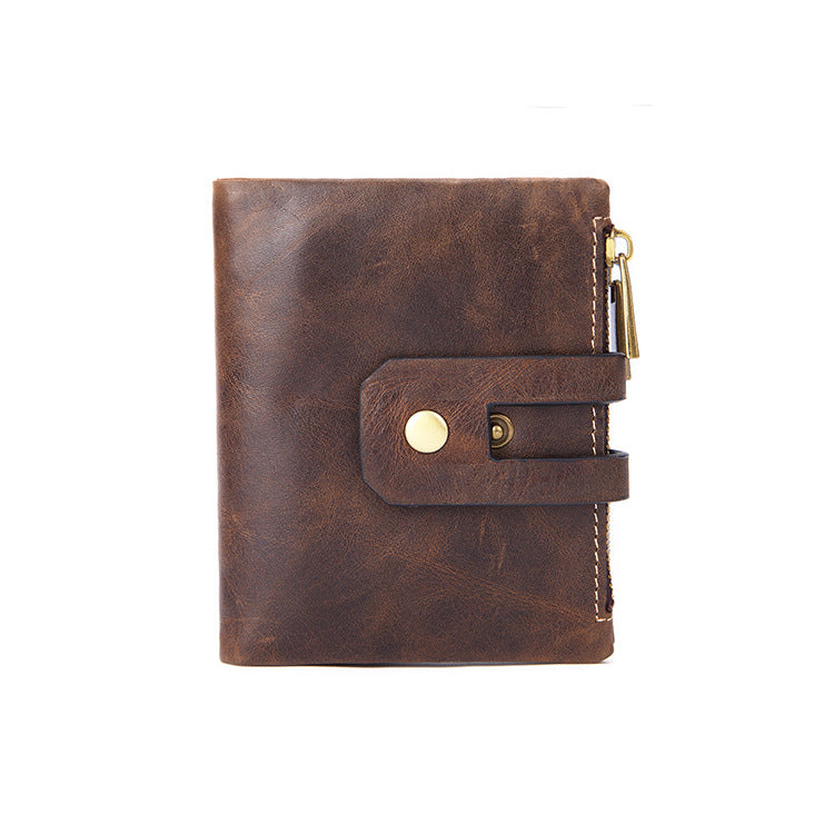 Leather Men's Wallet Short Vintage Handheld