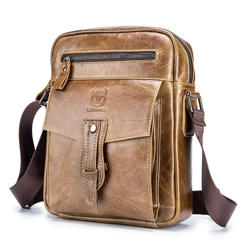 Men's First Layer Cowhide Large Capacity Shoulder Messenger Bag