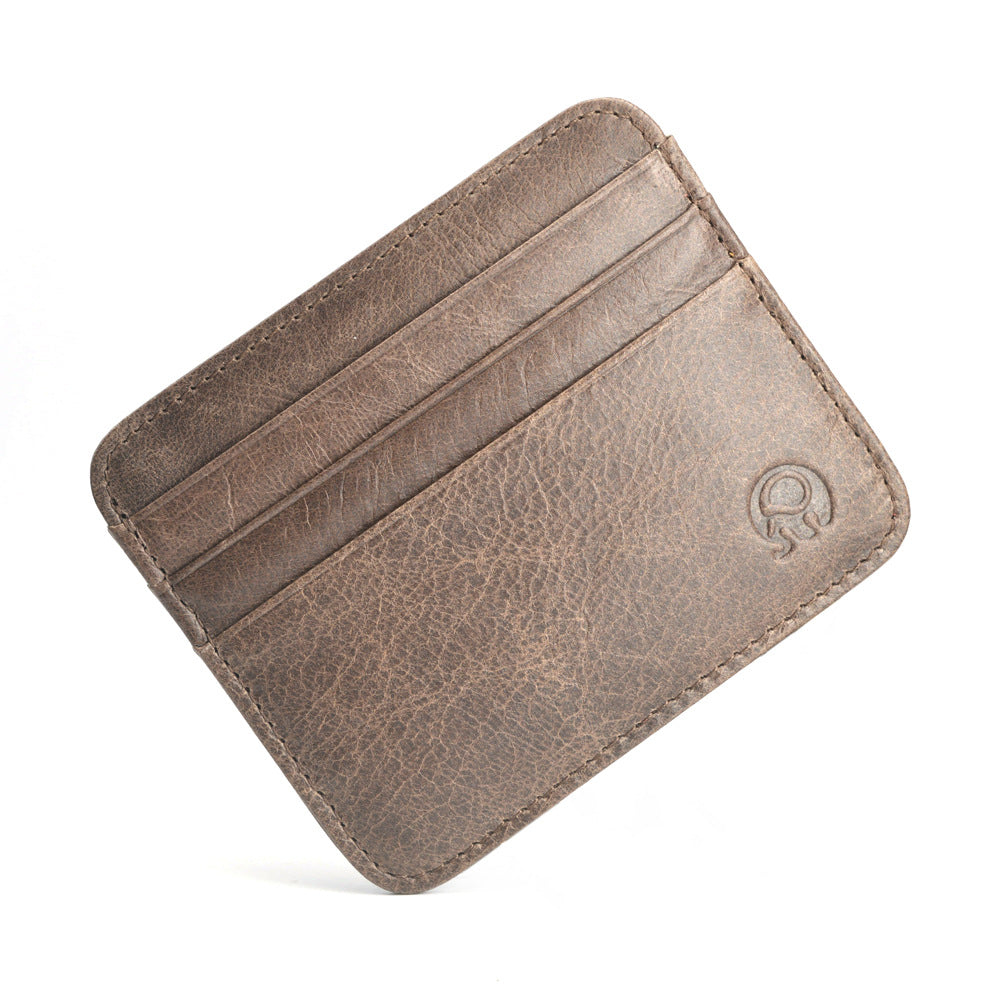 First Layer Cowhide Coin Purse Bus Card Holder
