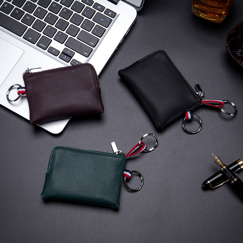 Men's Coin Purse European And American Leather Mini Wallet Soft Leather Zip Coin Driving License Key Case Card Holder Ultra-thin