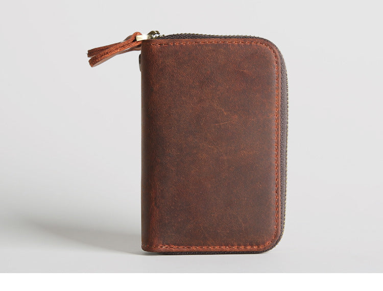 Retro Leather Hand-held Short Key Bag