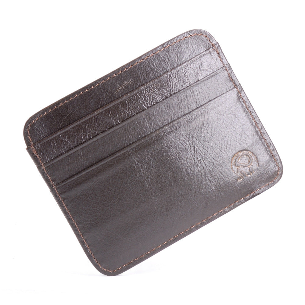 First Layer Cowhide Coin Purse Bus Card Holder