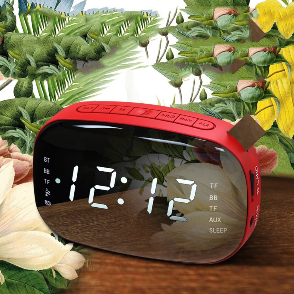 LED Digital Double Alarm Clock with Sleep Timer Snooze Fuction Bluethooth Loudspeaker Box Table Clock
