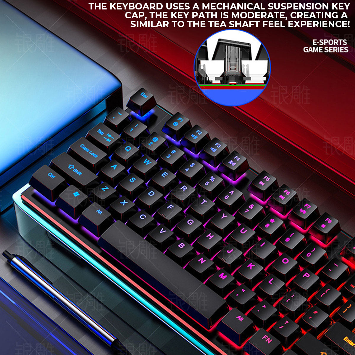 YINDIAO VG46 Wired Mechanical  Keyboard & Mouse Set 104 Keys Gaming Keyboard Ergonomic Mouse Combo Home Office Kit for Laptop Computer PC