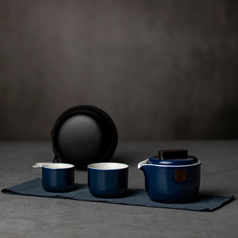 Ceramic One Pot And Two Cups Portable Outdoor Tea Making Travel Kung Fu Tea Set