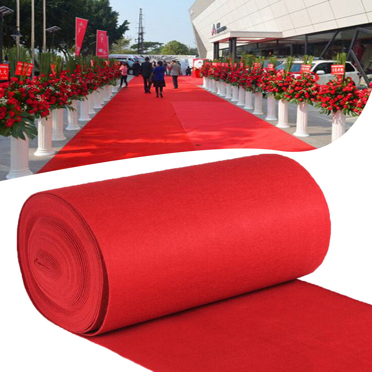 10m/15m VIP Red Carpet Runner Party Decoration Wedding Aisle Floor Disposable Entrance Scene Carpet