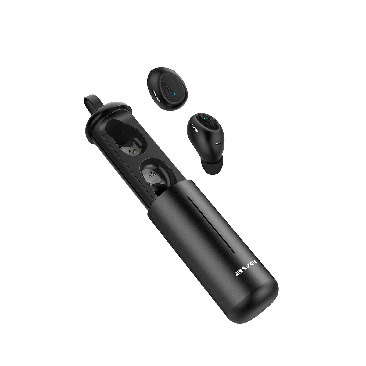 AWEI T55 TWS bluetooth 5.0 Sports Wireless Earphone Handsfree Gaming Headset with Charge Case for iPhone  (Black)