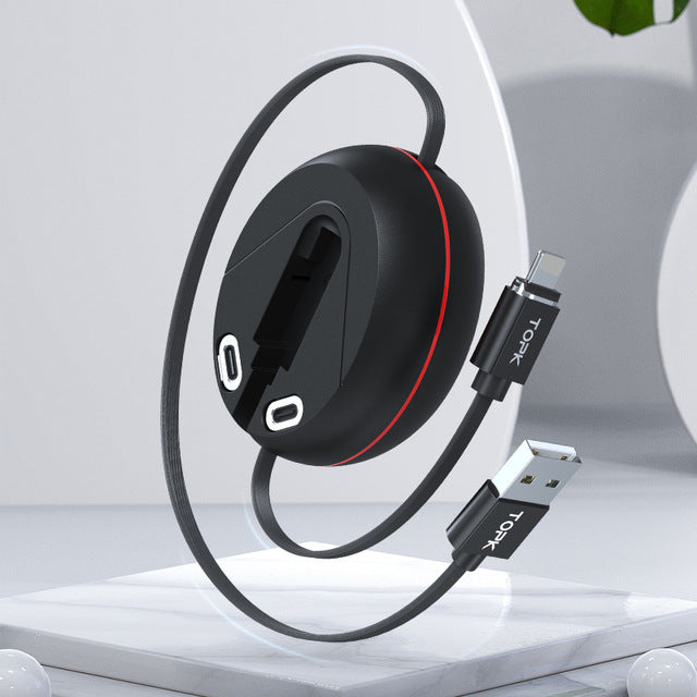 TOPK 3 in 1 Retractable Magnetic Charging Cable Micro USB Type C Cable for Samsung Galaxy S20 Ultra Huawei P40 OnePlus 8 ASUS ZenFone Max Pro (M1) ZB602KL