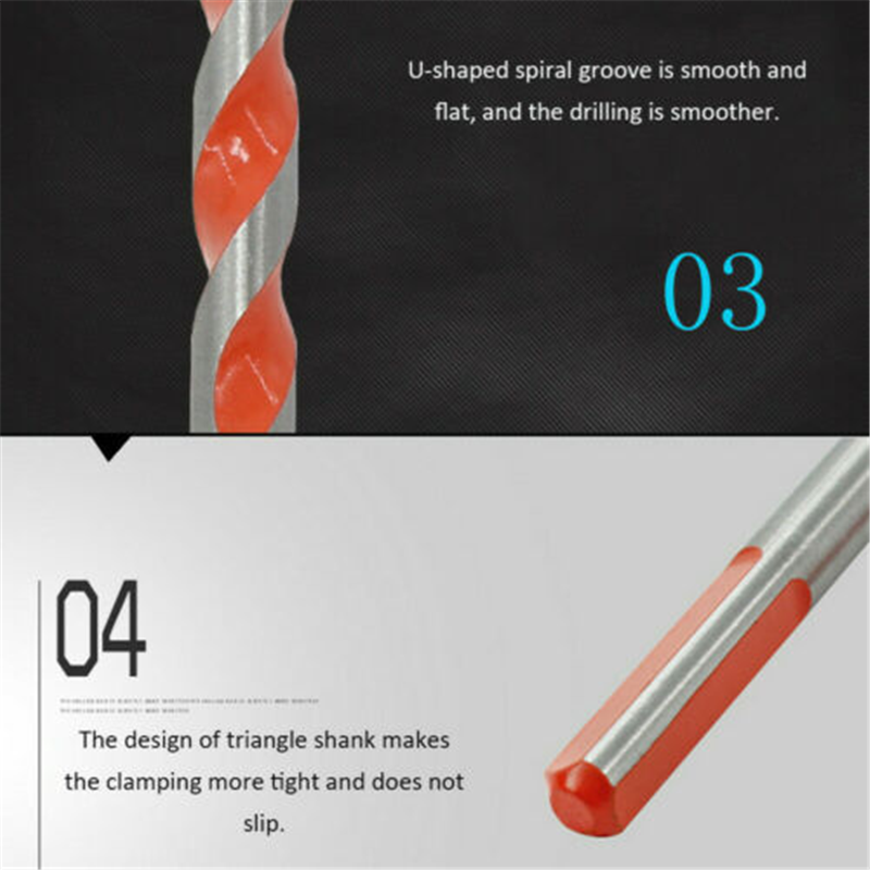 5Pcs 6/8/10/12mm Triangular-overlord Handle Multifunctional Auger Drill Bits For Tile Glass Wall Wood