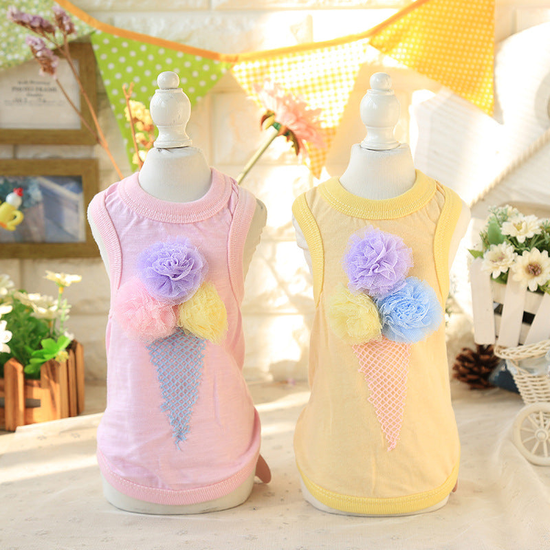 Flower Ice Cream Dog Vest T-Shirts Pet Products Summer Clothes For Dog Pet Dog Clothing