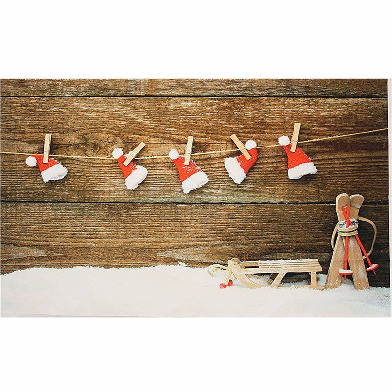 5x3ft Christmas Theme Wood Floor Kids Vinyl Backdrop Photography Photo Props