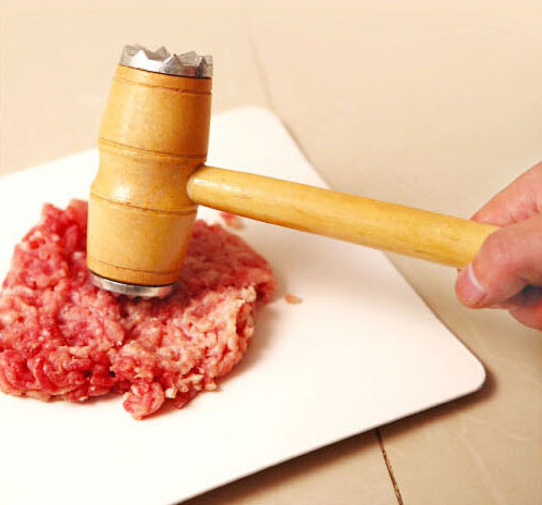 Meat chopper with wooden handle