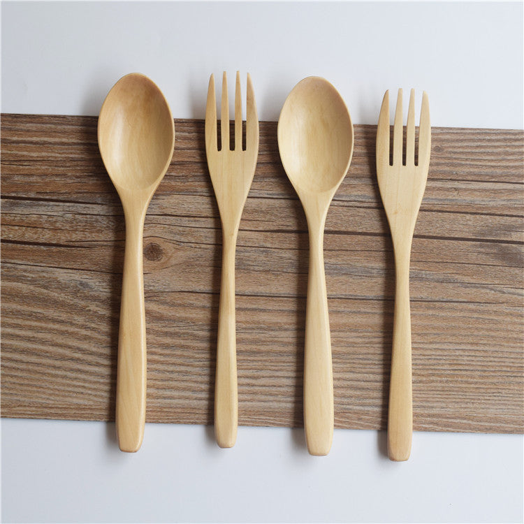 Log crank spoon and fork set