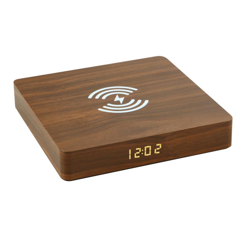 Bakeey Wooden Electric Digital LED Desk Alarm Clock Multifunctional Wireless Charger iPhone 12 Series for Samsung Galaxy Note S20 ultra Huawei Mate40 OnePlus 8 Pro