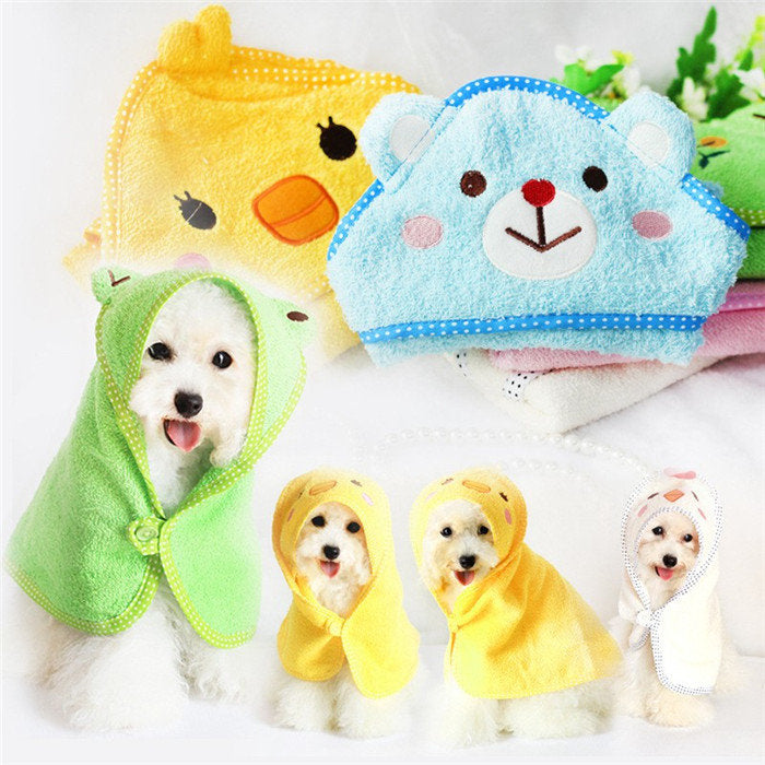 Pets Dog Cat Puppy Doggy Towel Cute Bathrobe Cartoon Absorbent Pet Bath Towel Blanket