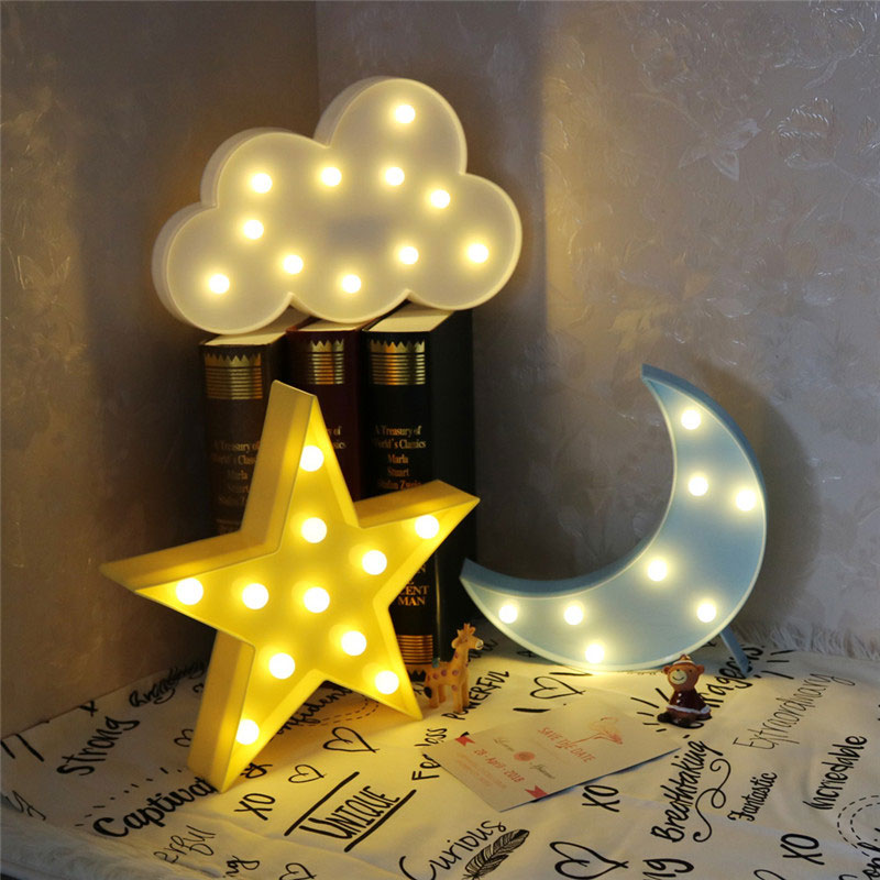 Vvcare BC-NL02 Led Night Light for Kids Moon Star Cloud Bedroom Bedside Lamp Room Party Decorations 