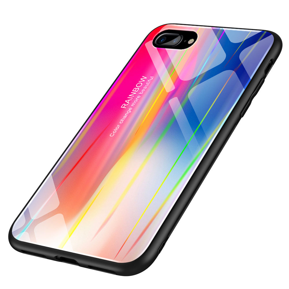 Laser Aurora Gradient Color Tempered Glass Protective Case for iPhone 7 Plus/8 Plus