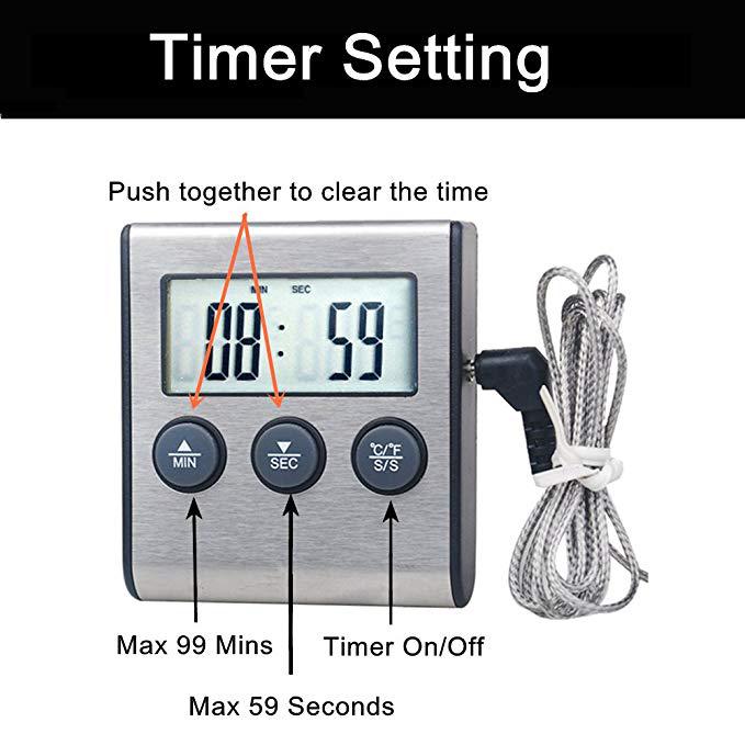 Barbecue thermometer timer barbecue fork
