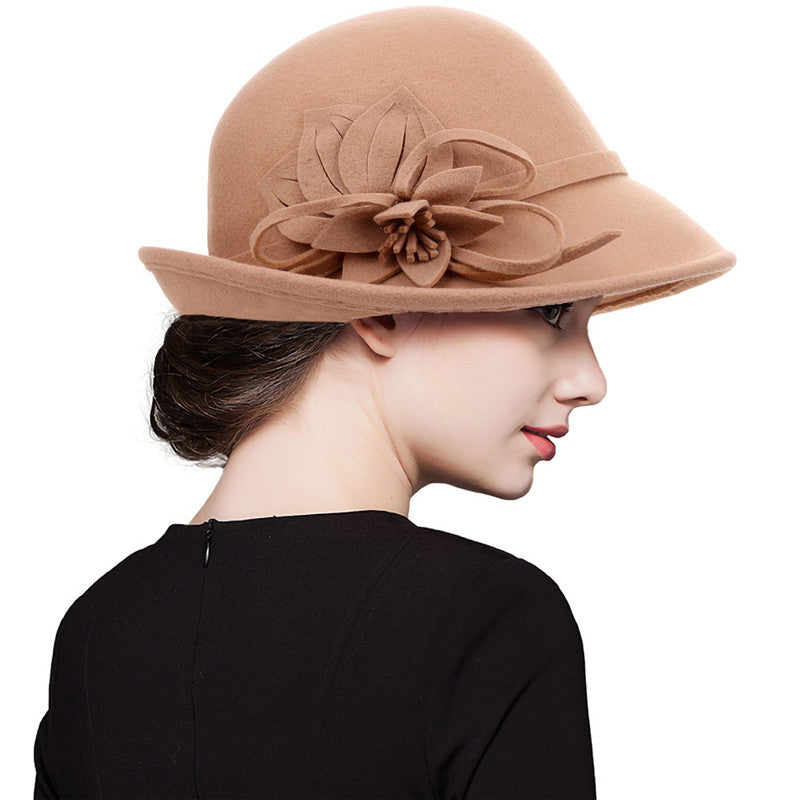 Autumn and winter new women's woolen hat elegant Korean small hat all wool shaped felt hat warm fashion hat