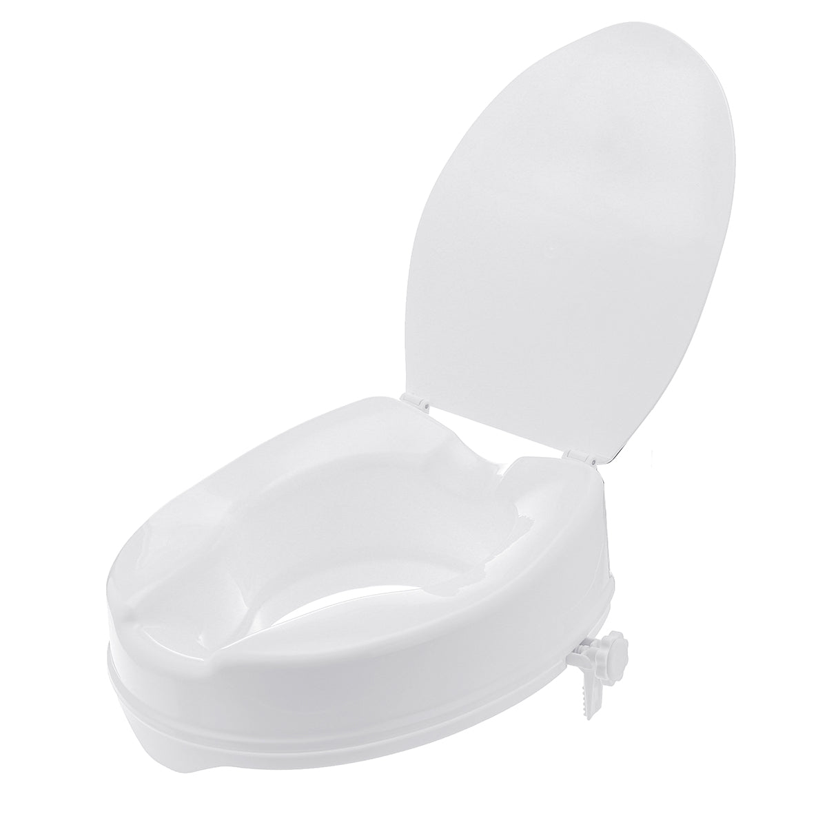 Portable Patients Elderly Toilet Seat Riser Non-slip Elevating White Toilet Seat with Lid With adjustable Sprial