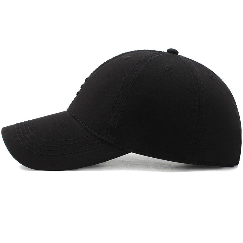 Embroidered Three-bar Baseball Cap With Curved Brim Cap