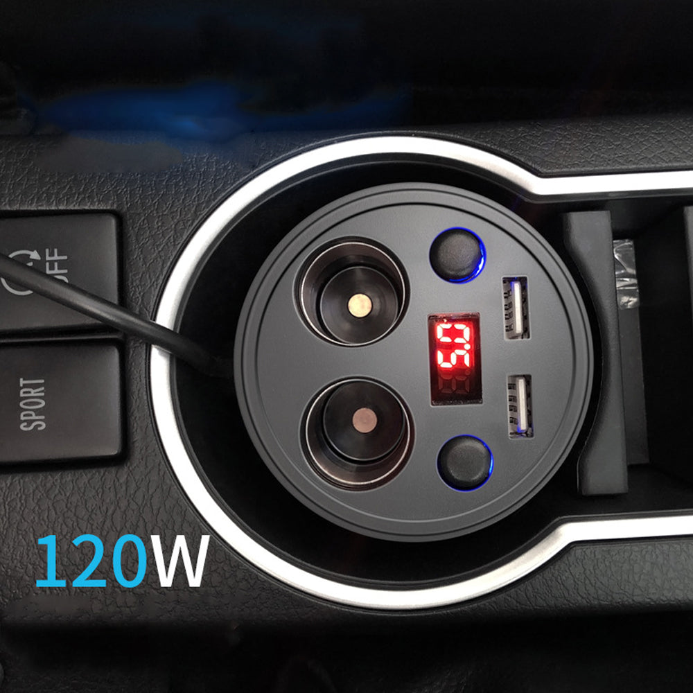 Multi-function Cigarette Lighter Digital Display Multi-mouth Cup Type Car Mobile Phone Car Charger