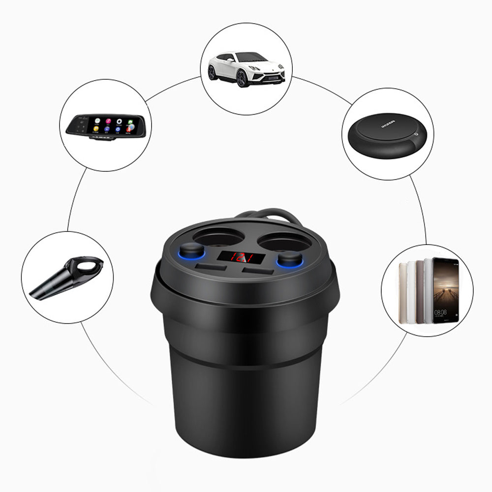Multi-function Cigarette Lighter Digital Display Multi-mouth Cup Type Car Mobile Phone Car Charger