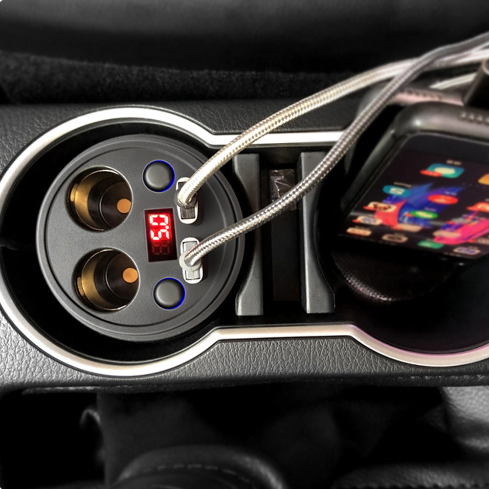Multi-function Cigarette Lighter Digital Display Multi-mouth Cup Type Car Mobile Phone Car Charger