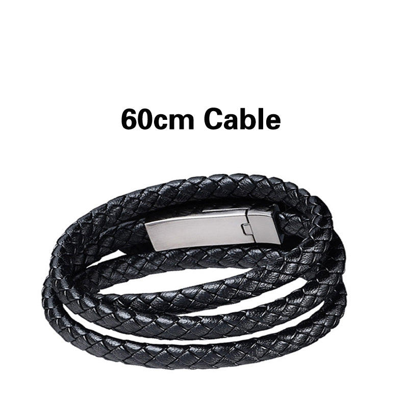 Compatible with Apple , Outdoor Portable Leather Mini USB Bracelet Charger Data Charging Cable