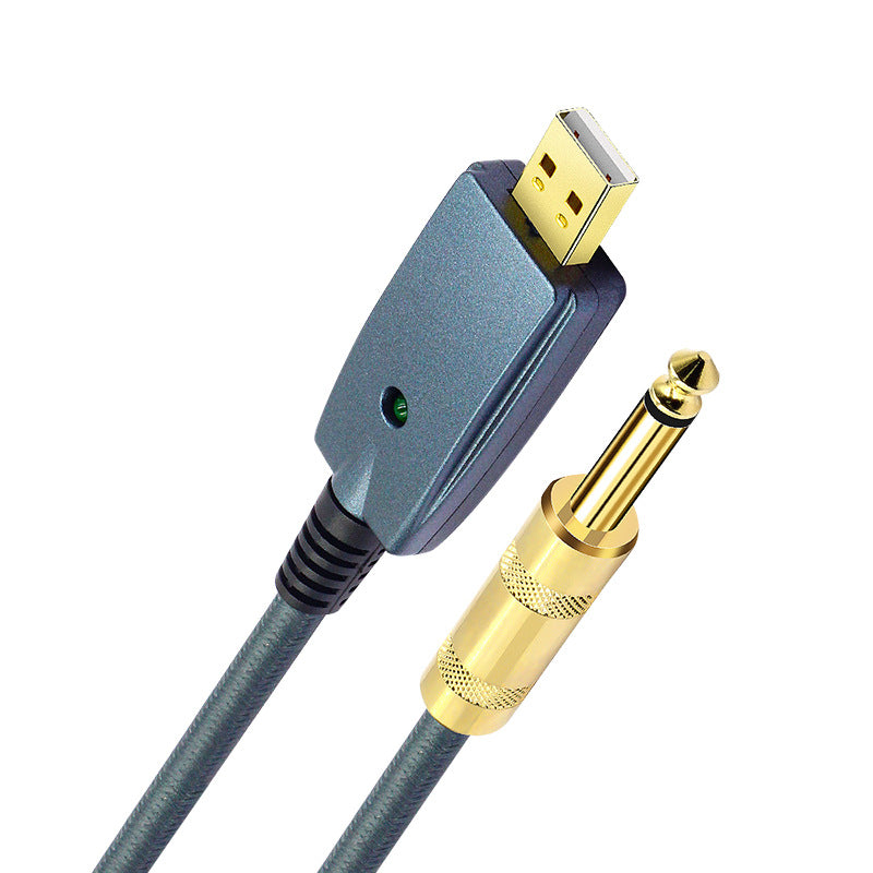 Laptop USB Male To 6.35MM Guitar Male Audio Recording Cable